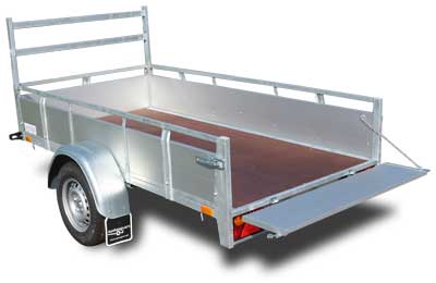 Twins Trailers enkelas open aanhangwagen met aluminium borden